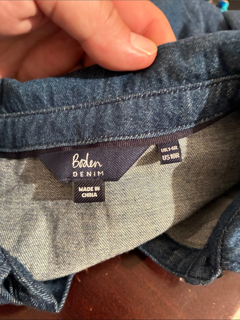 Boden Denim Long Sleeve A-Line Shirt Dress in Dark Wash Blue, Women’s size 10 - Picture 9 of 15